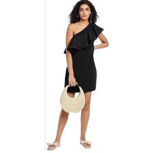 A‎ New Day Black One Shoulder Ruffle Dress - Elegant Party Cocktail - S
